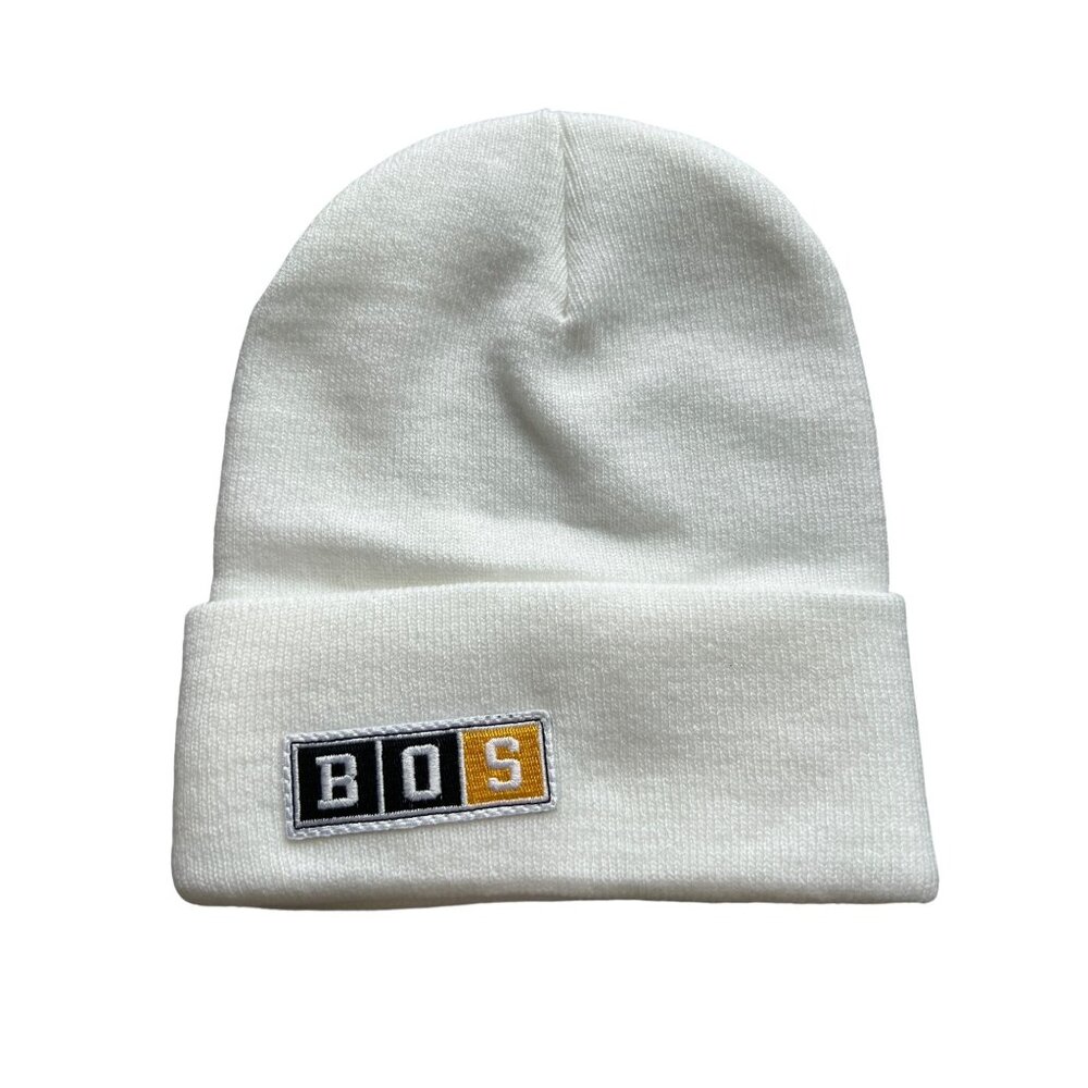Beechfield BOS Boston Hockey Beanie Hat Unisex OS White Acrylic Cozy Knit Staple